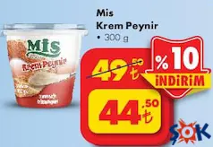 MİS KREM PEYNİR 300 G fiyat ve kampanya bilgisi